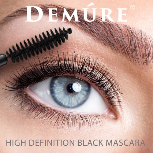 Demure Mineral Voluminous Eye Mascara - Conditioning Black Mascara High Definition for Long, Lush, Full Lashes - Water Resistant, Compatible with Lash Extensions Falsies.