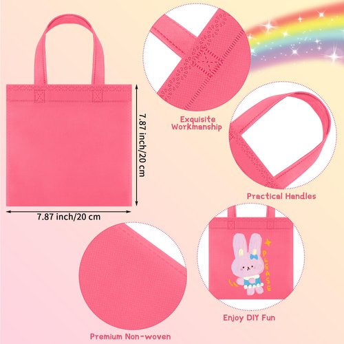 Aneco 30 Pack Reusable Non-woven Party Favor Bag 8×8 Inch Tote Bags Bulk with Handles Rainbow Goodies Gift Bags for Birthday Wedding Party