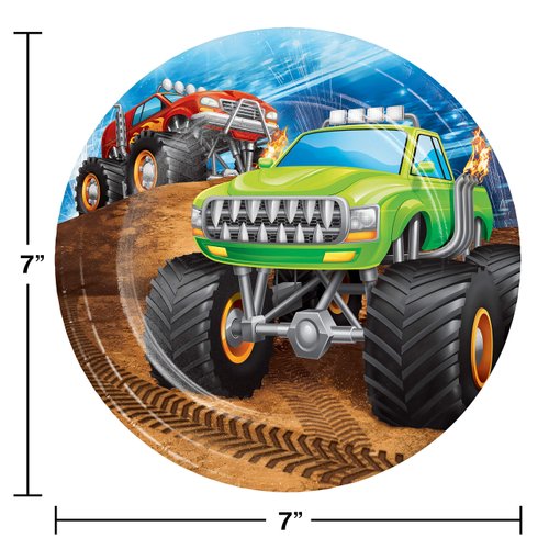 Creative Converting Monster Truck Dessert Plates, 24 ct