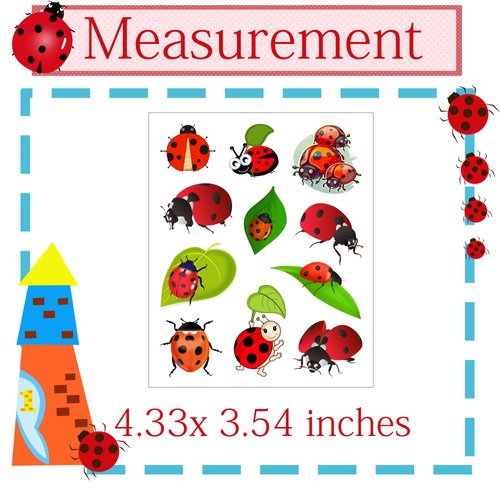 ATSMOICY 340 Pieces Ladybug Temporary Tattoos Stickers - Beetle Party Themed Baby Shower Girls Birthday Party Favors Decorations Kids Tattoo Gifts