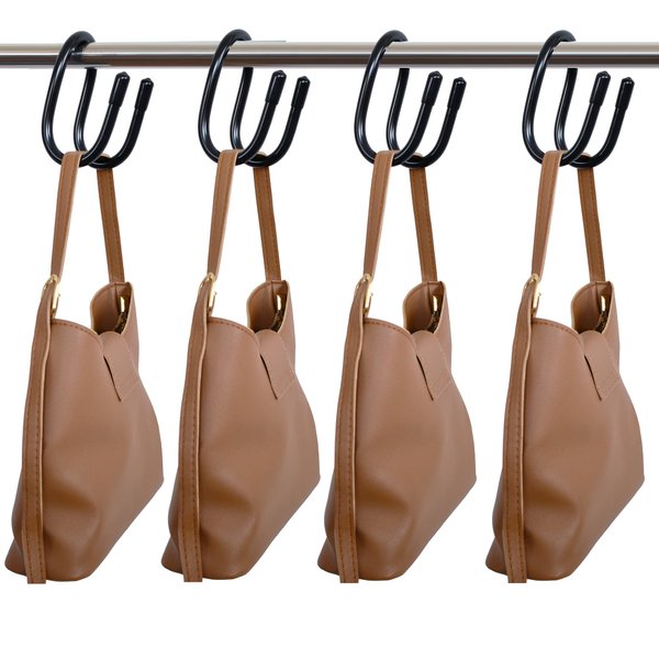 YYST Handbag Hanger Hook Over The Closet Rod Hanger Closet Purse Hanger Handbag Hanger for Scarves, Men's Ties, Women's Shawls, Belts, Handbags, Wristlets, Purses, Bags,Backpacks, Satchels,etc. (4)