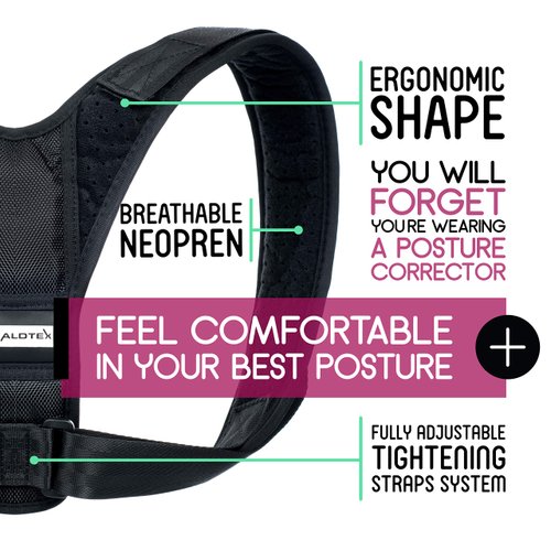 Aldtex Posture Corrector: Adjustable Back Brace Support for Men & Women| Discreet Breathable Brace for Upper & Lower Back Pain Relief-Top Comfortable Brace for Clavicle Support & Correction