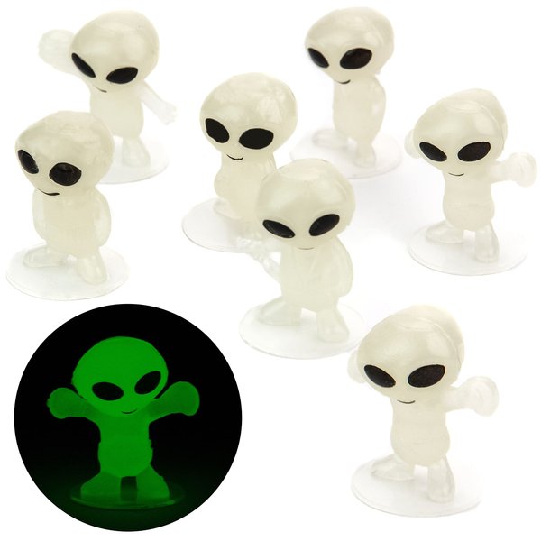 Glow in the Dark Alien Figurines for Kids - 25 Pcs Small Halloween Party Favors Fillers Goodie Bag Classroom Prizes Pinata Stuffers Halloween Toys Bulk Gifts for Kids - Vending Machine Toy Easter Toys