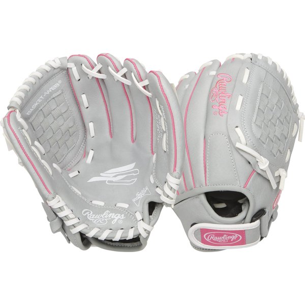 Rawlings girls 10.5 inch Softball Glove, Pink/Grey/White, US