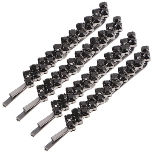 4 Pieces Hair Jewelry Bobby Pins Rhinestone Bobby Pins, Clear Crystal Hair Pins Metal Clips Wedding Party Accessories for Women (Black)