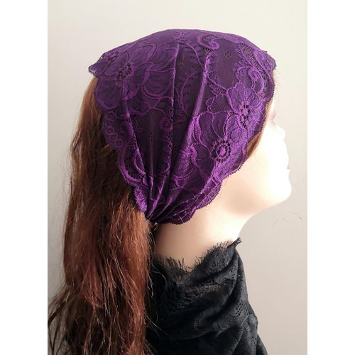 Oyabridal Vintage Lace Headbands for Women Elastic Lace Halloween Headband Party Accessories (Purple)