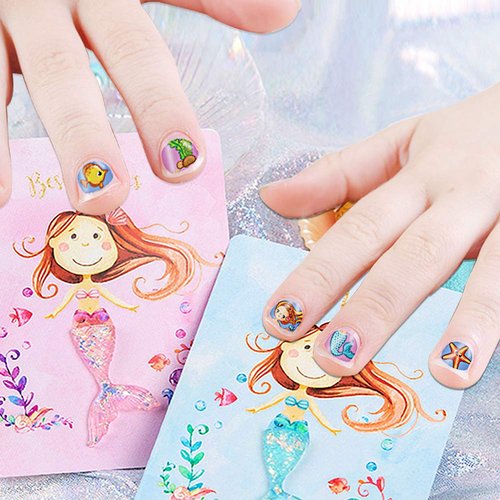 Mermaid Kids Nail Art Stickers Decals for Little Girls, 200+ Children Mermaid Princess Nail Wraps Tips for Fingernail Toenail Acrylic Nail Decoration Easter Birthday Party Favors