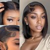 JONAWOON Bob Wig Human Hair Lace Front Wigs Human Hair Glueless Wigs Human Hair HD Transparent 13x4 Straight Lace Frontal Bob Wigs Pre Plucked Natural Hairline 180% Density 12 Inches