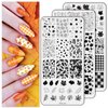 AnyDesign 3 Sheet Fall Thanksgiving Nail Art Stamping Plates Kit Assorted Maple Leaves Plaid Autumn Blessings Collection Nail Art Plate for Autumn Thanksgiving Nail Art Design DIY Print Manicure Salon
