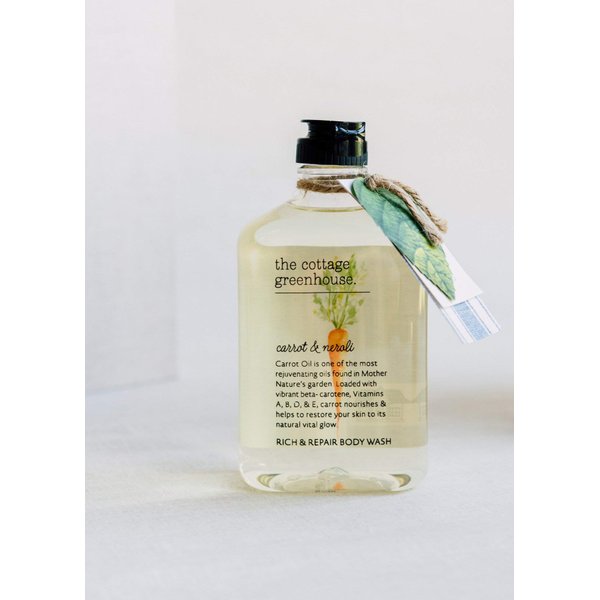 The Cottage Greenhouse Carrot & Neroli Body Wash | Fragrant and Hydrating | Gentle Formula Including Coconut Oil & Cocoa Butter | 11.5 fl oz / 340 ml