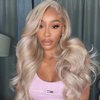 Mscathy Ash Blonde Body Wave Lace Front Wigs Human Hair 13X4 Human Hair Wigs HD Lace Front Breathable Hair Pre Plucked HD Transparent 180% Density (Ash Blonde, 24 Inch)