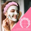 ACO-UINT 6Pcs Pink Spa Headband and Wrist Washbands Set, Skincare Headband Face Wash Headband Makeup Headband, Hair Claw Clip and Powder Puffs for Women and Girls