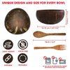 CEREM Coconut Bowl Set with Spoon and Fork - Eco-Friendly Sustainable Kitchen Serving Set - Handcrafted Vegan Gifts - 2 Sets, Polished