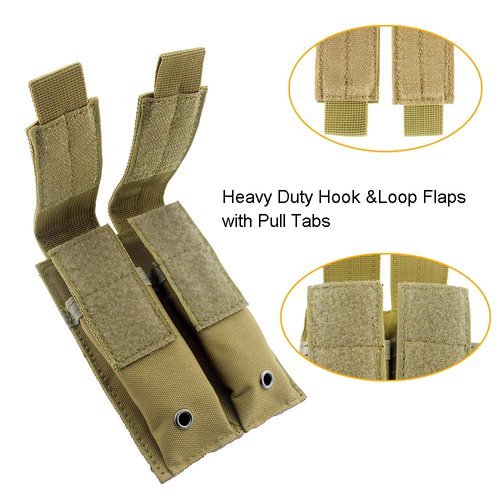 Depring Double Pistol Mag Pouch Molle Tactical EDC EMT Tool Organizer Holder (Tan)