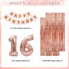 Girl Rose Gold Birthday Party Decorations, Rose Gold Happy Birthday Banner, Tassel Curtain Decorations, Confetti Balloons, Age Number Foil Balloons, Birthday Cake Decorating Supplies (16)
