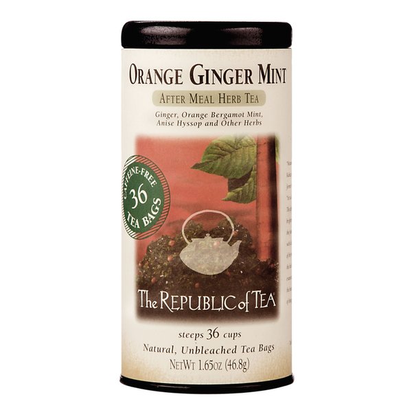The Republic of Tea - Orange Ginger Mint Herbal Tea, 36 Tea Bag, Tin | Caffeine-free