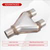 FGJQEFG T409 Stainless Steel Y Pipe 2.25'' Inch ID Single to 2'' Inch ID Dual Stamped Exhaust Adapter Connector, Overall Length: Approx. 10", Universal