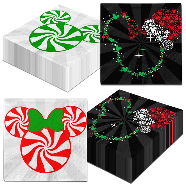 Cartoon Mouse Christmas Napkins Set,Elf Gingerbread Theme Mouse Christmas Paper Napkins Supplies for Winter Xmas Holiday Party Supplies