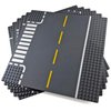 Apostrophe Games Road Baseplate – Premium Building Blocks Base Plates Compatible with All Major Brands – 6pcs Baseplate Gray with Road Design – Straight, Curve, Crossroad, T-Junction
