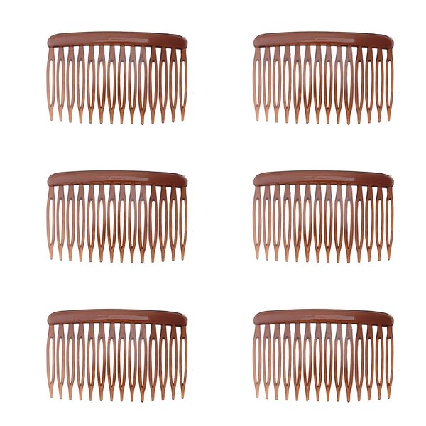 Ruwado 6 Pcs 14 Teeth Hair Side Comb Twist French Vintage Style Hair Clips Pins Accessories Supplies for Women Girls Bridal Wedding Veil Fine Long Curly Hair (Dark Brown)