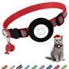Airtag Cat Collar, Air tag Cat Collar with Bell and Safety Buckle in 3/8" Width, Reflective Collar with Waterproof Airtag Holder Compatible with Apple Airtag for Cat Dog Kitten Puppy (Red)