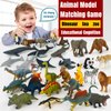 MIKNEKE Small Dinosaur Figurines Learning & Education Toys, Plastic Realistic Dinosaur Animal Figures Games Toys, Preschool Learning Activities Matching Game Science Toys (Dinosaur)