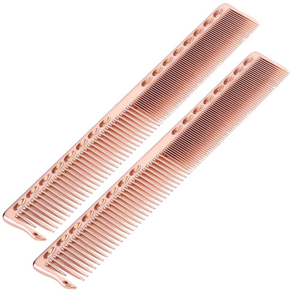 2pcs Stainless Steel Hair Cutting Comb Multiple Colour Barber Comb for Comb Hair Styling Salon(Rose Gold)