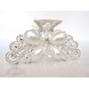 Generic Silver metal butterfly faux pearl and clear crystal hair claw clip bridal clip