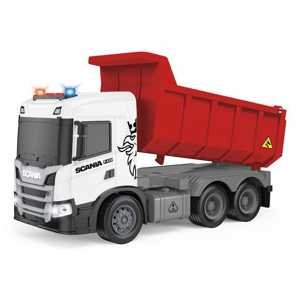 Cheerful Toys Dump Truck Toy, Scania Construction Toys with Light and Sound 10" Friction-Powered Vehicle Birthday Toys for Toddler Boys Girls
