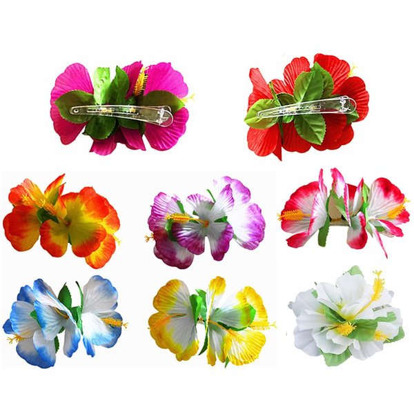 Kinteshun Hawaiian Flower Hair Clip Fabric Artificial Flower Hair Clip Hairpin Barrette Headdress Bobby Pins Headwear Hair Accessories for Beach Holiday Party (Hibiscus Flower)