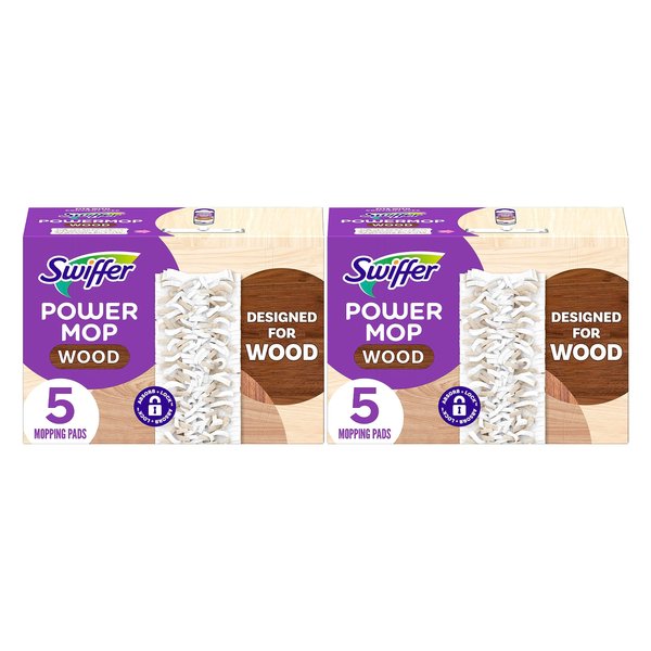 Swiffer PowerMop Wood Mopping Pad Refills for Floor Cleaning, 10 Count