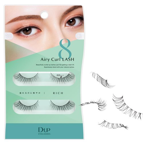 D-UP Natural Look False Eyelashes, False Lashes for Nature Look, Japanese Natural Looking Fake Eyelashes All Day Long Lasting Wear, 2 Pairs, Airy Curl Lash 08