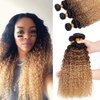 12A Ombre Brazilian Virgin Curly Hair 3 Bundles (T1B/30/27,20" 22" 24") Ombre Virgin Remy Kinky Curly Human Hair Weave Bundles 100% Unprocessed Virgin Remy Hair Bundles 3 Tone Ombre Hair Bundles