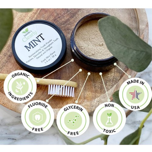 Isabella’s Clearly Mint Remineralizing Tooth Powder | Teeth Whitening Natural Fluoride Free Toothpaste for Adults, Kids, Sensitive Teeth and Gums | Xylitol, Baking Soda, Clay, Calcium (Mint Flavor)