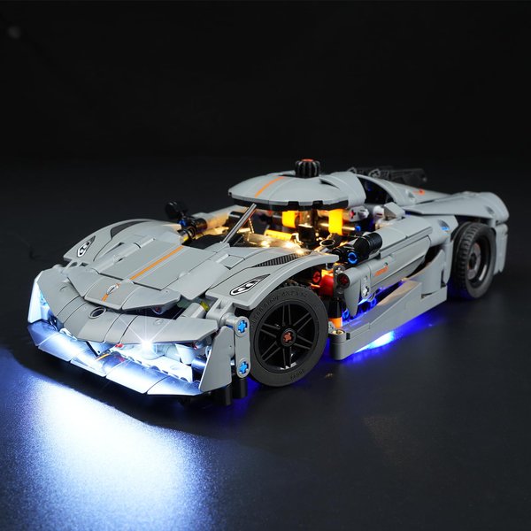 LED Light Kit Compatible with Lego Technic Koenigsegg Jesko Absolut Grey Hypercar, Lighting Set Compatible with Lego Technic 42173 Building Blocks Model (Lights Only, No Set)