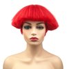 Wiginway Bowl Cut Costume Wig, Mushroom Cut Wigs for Male Women, Short Yaki Straight Fluffy Wigs, Red
