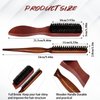 Pure Boar Bristle Hair Brush for Women and Beard Brush for Men, Slick Back Hair Brush Teasing Brush Edge Brush with Natural Wood Handle, Use for Detangling, Smoothing, Wave Styles, Restores Shine