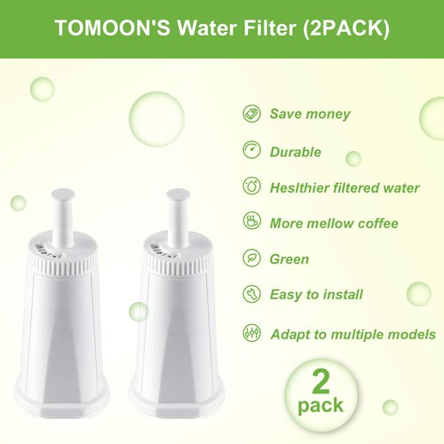 BES880 Water Filter for Breville Espresso Machine-Fit for Breville Touch,Breville Oracle Touch BES990,Breville Barista Pro,Breville Oracle BES980XL,Part#BES008WHT0NUC1(2 Pc by TOMOON)