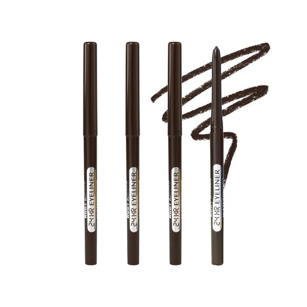 Ruby Kisses Pencil Eyeliner, Retractable Eyeliner, Waterproof, Smudge-Proof Eye Makeup, High Pigmented, 24H Long Lasting Eyepencil (4 Count, Deep Brown)