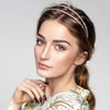 PAGOW 3pcs Double Crystal Side Hair Band, Rhinestone Diamond Vintage Turban Thin Hair Bands Hair Hoops Accessories for Women Girls (Black + Silver + Champagne )