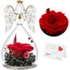 Yamonic Mom Birthday Gifts for Mom, Angel Figurines with Real Rose Gifts for Her Mom Grandma,Preserved Rose in Glass Angel Figurines for Mothers Day Christmas Anniversary Birthday Gifts for Her (Red)