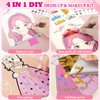 Tudaymol 4-in-1 Art & Craft Activity – DIY Dress Up Stickers, Makeup Kit, Foil & Gems Art, Creative Princess Fun, Costume Ideas & Accessories, Travel Toy, Gifts for Girls Ages 4-8-12