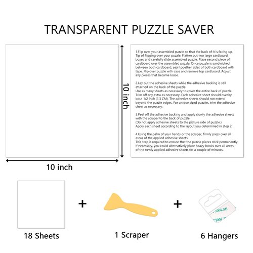 Preserve 3 X 1000 Puzzle Glue Sheets, 18 Sheets Puzzle Saver Peel and Stick, Puzzle Saver Sheets No Stress & No Mess, Puzzle Sticker Sheets Preserve Your Puzzle, Work Better with Puzzle Frame