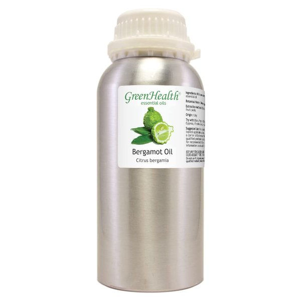 Bergamot Essential Oil – 16 fl oz (473 ml) Aluminum Bottle w/Plug Cap – 100% Pure Essential Oil – GreenHealth