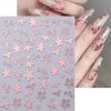 3D Metallic Flower Leaf Nail Art Stickers Mirror Silver Rose Gold Flower Nail Decals Floral Nail Stickers for Nail Art Supplies Bronzing Petal Leaves Flower Stickers for Girls Women Nail Decorations