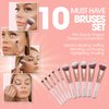 Kabuki Makeup Brush Set - Foundation Powder Blush Concealer Contour Brushes - Perfect for Liquid, Cream or Mineral Products - 10 Pc Collection with Premium Synthetic Bristles for Eye and Face Cosmetic