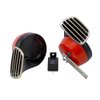 RED Black Twin TRUMPET SNAIL High/Low Tone 12v Volt Electromagnetic Loud Dual Replacement HORNS (Quantity 2) Compact Complete Universal Kit with Brackets Relay Hardware for Chevrolet Avalanche Silverado 1500 2500 3500 Suburban Tahoe Trailblazer Camaro S10