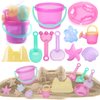LotFancy Beach Toys for Kids, 10 PCS Snow Toys for Toddlers 3-10, Sand Buckets and Shovels, Star Shell Castle Sand Mold, Sand Sifter Cover, Rake, Watering Can, Sandbox Toys for Girls