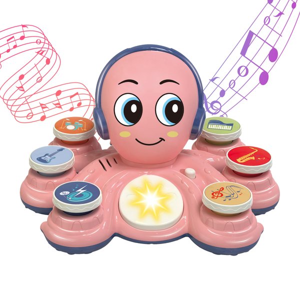 Contixo Baby Musical Toys - KD3 Learning Toys for Toddlers, Octopus Toys for Kids, Preschooler Musical Educational Instruments Toy for Baby, Toy Drum for Toddlers, Pink