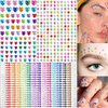 1024PCS Face Hair Gems Self Adhesive Rhinestones for Makeup Eyes Nails Crafting 15 Colors Heart Star Circle Jewels Bling DIY